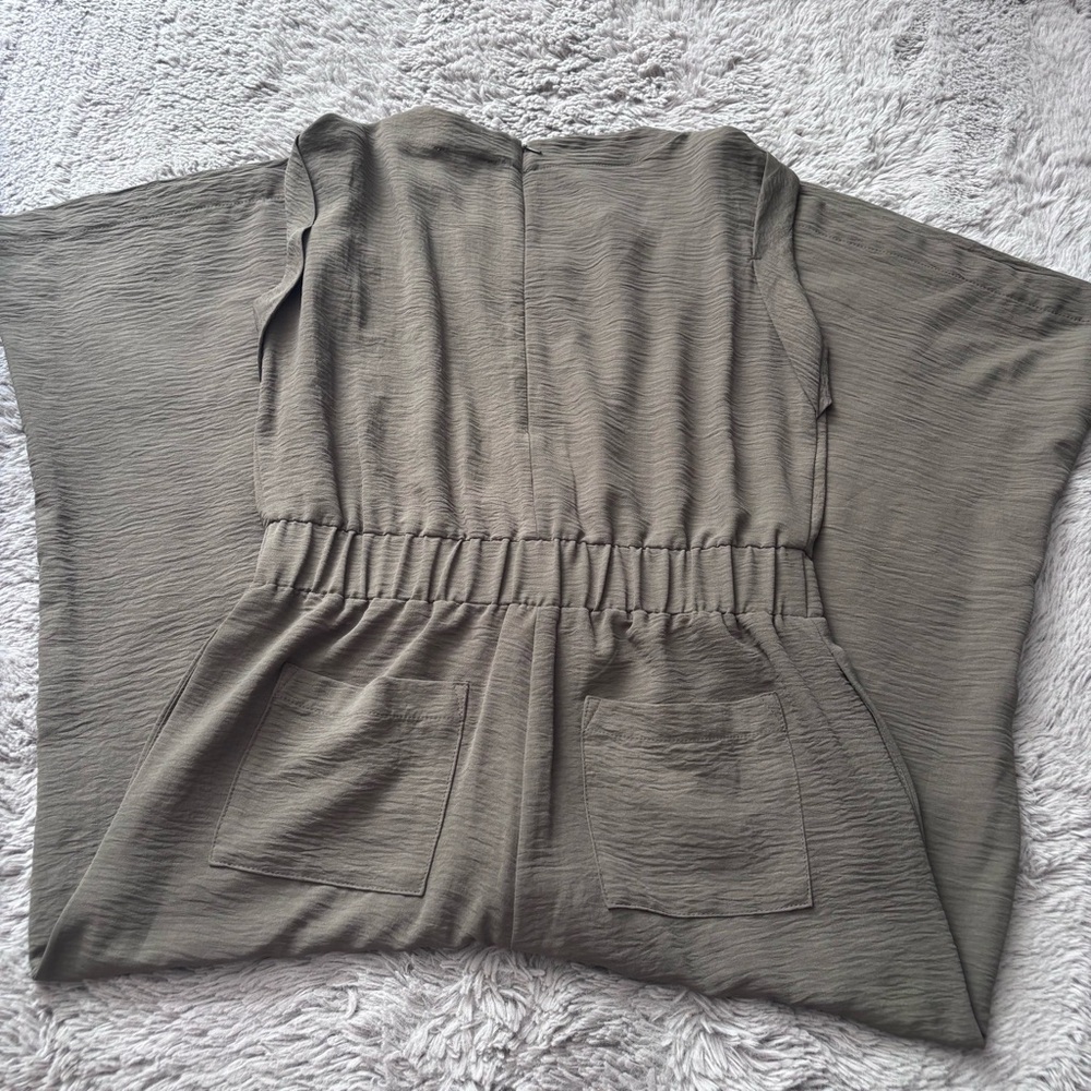 Calvin Klein olive green sleeveless tie waist wide leg jumpsuit size 8 - Picture 9 of 9